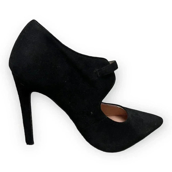 Jg Womens Black Faux Suede Pointed Toe Buckle Pumps Heels Sz 5.5 Classic Sexy - Picture 8 of 10
